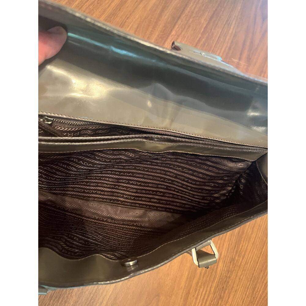 Prada Spazzolato Glossy Matte Gray Patent Leather - Picture 6 of 13